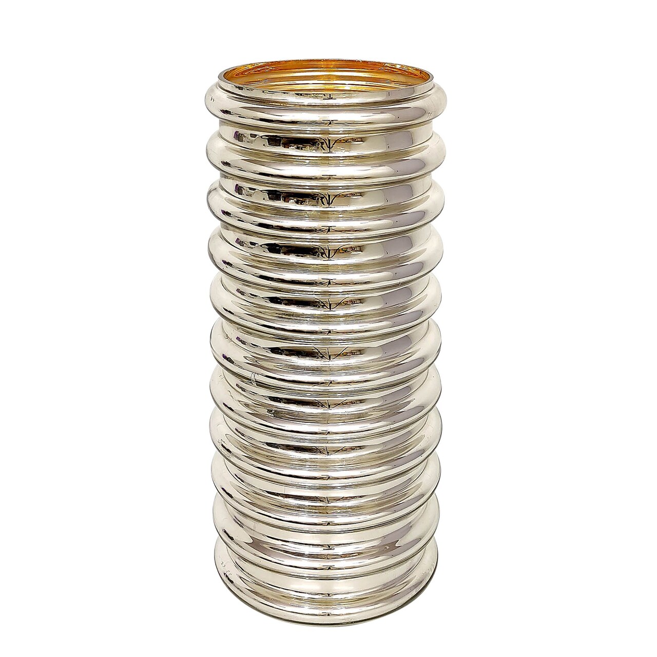 Kingston Living Cylindrical Scalloped Glass Vase - 14" - Champagne